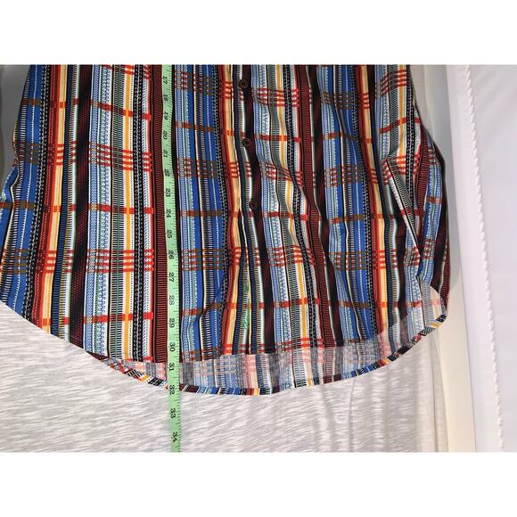 Robert Graham Shirt Mens Sz Large Flip Cuff Multicolor Striped Preppy Art Deco - Picture 9 of 9